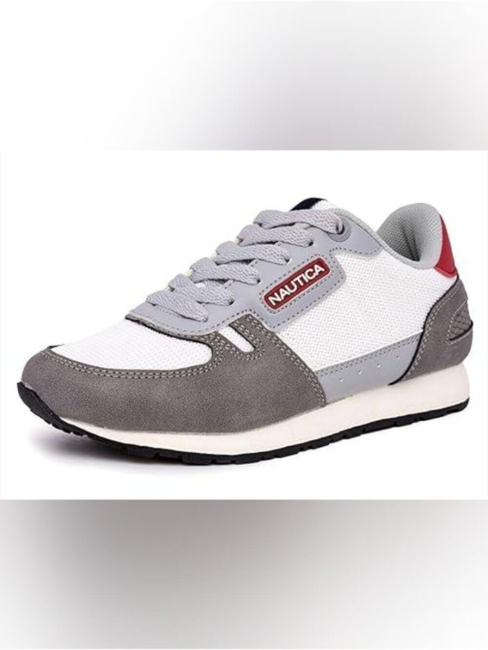 Nautica Kids Runners Gray, White and Red Low-Top Sneaker Unisex Big Kids Size 5